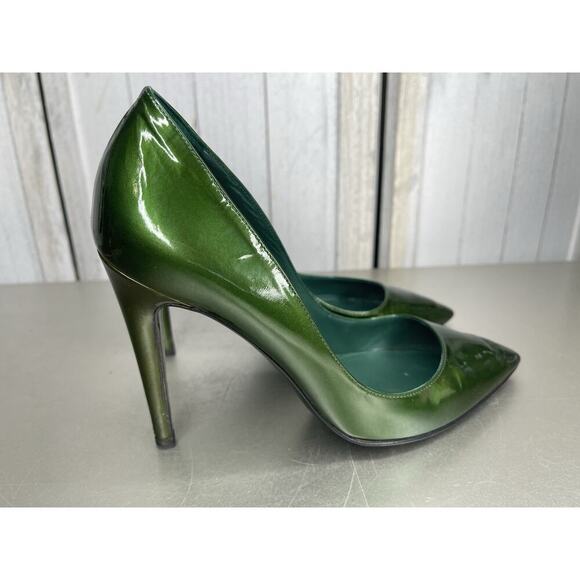 Sergio Rossi Green Patent Leather Point Toe Slip On Stiletto Pumps Size 38 - Picture 4 of 8